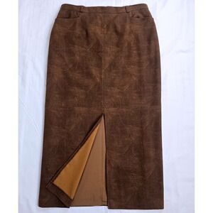 Vintage Conrad C Collection Brown Textured Stretch Maxi Skirt Slit Pockets 16